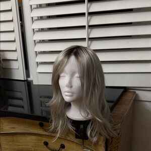 Estetica #14 Silky Icy Blond Rooted Synthetic Front Lace Wig